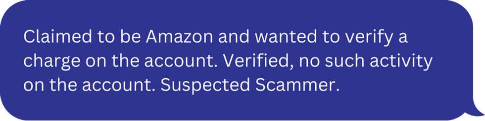 Amazon scam text