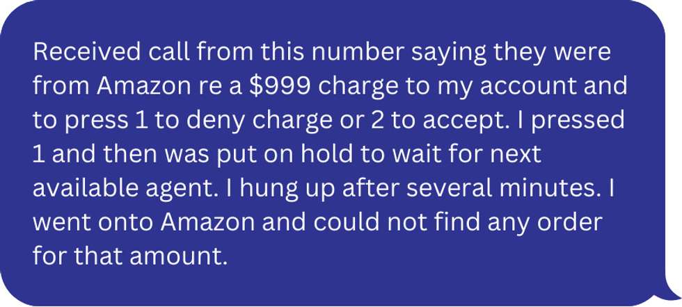 Amazon scam text